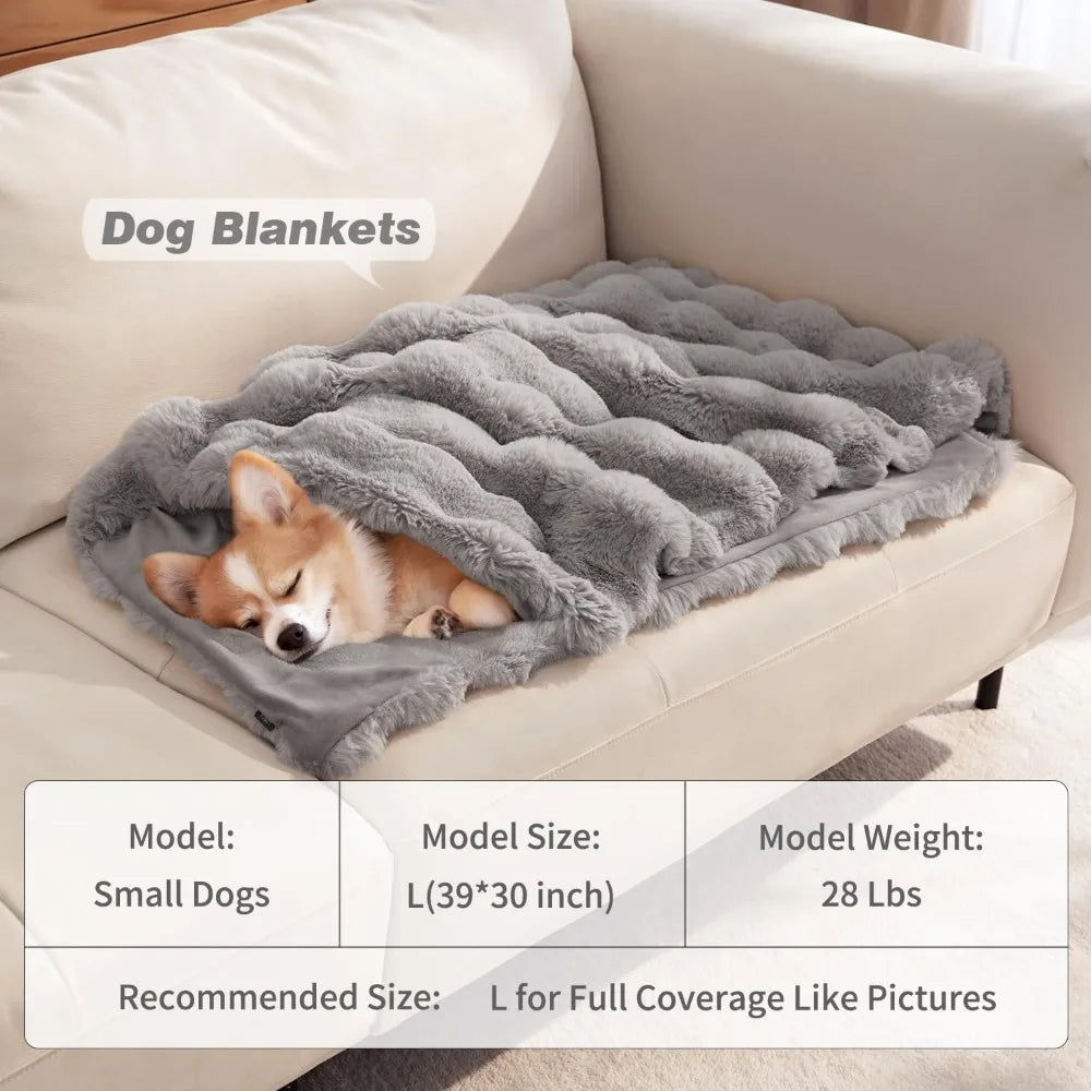 Ultra Soft Faux Fur Dog Blanket For Indoor Pets Washable