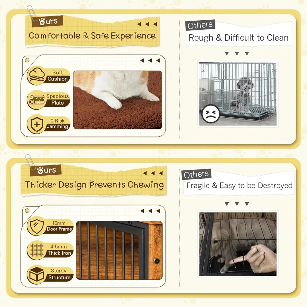 XMSJH Dog Crate Furniture With Thick Cushion End Table