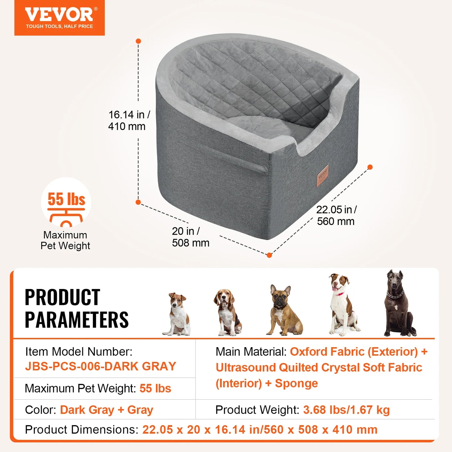 SucceBuy Waterproof Dog Car Seat Booster With ClipOn Safety Leash