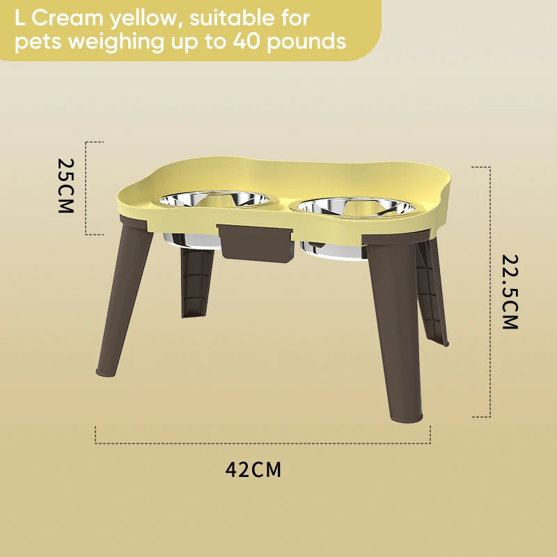 Superdesign Rimmed Table Pet Bowl Stainless Steel Elevated Neck Protection