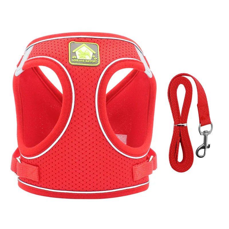 Cat Chest Harness With Leash Reflective Breathable Mesh Chest Strap