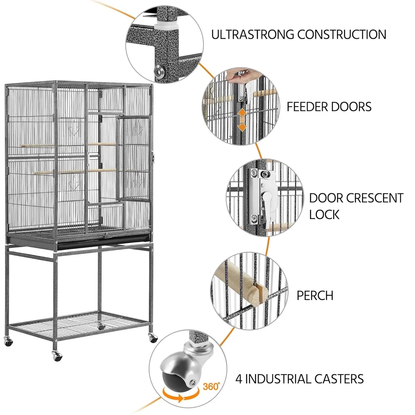 Wrought Iron Standing Parrot Cage For Small Birds Indoor Outdoor