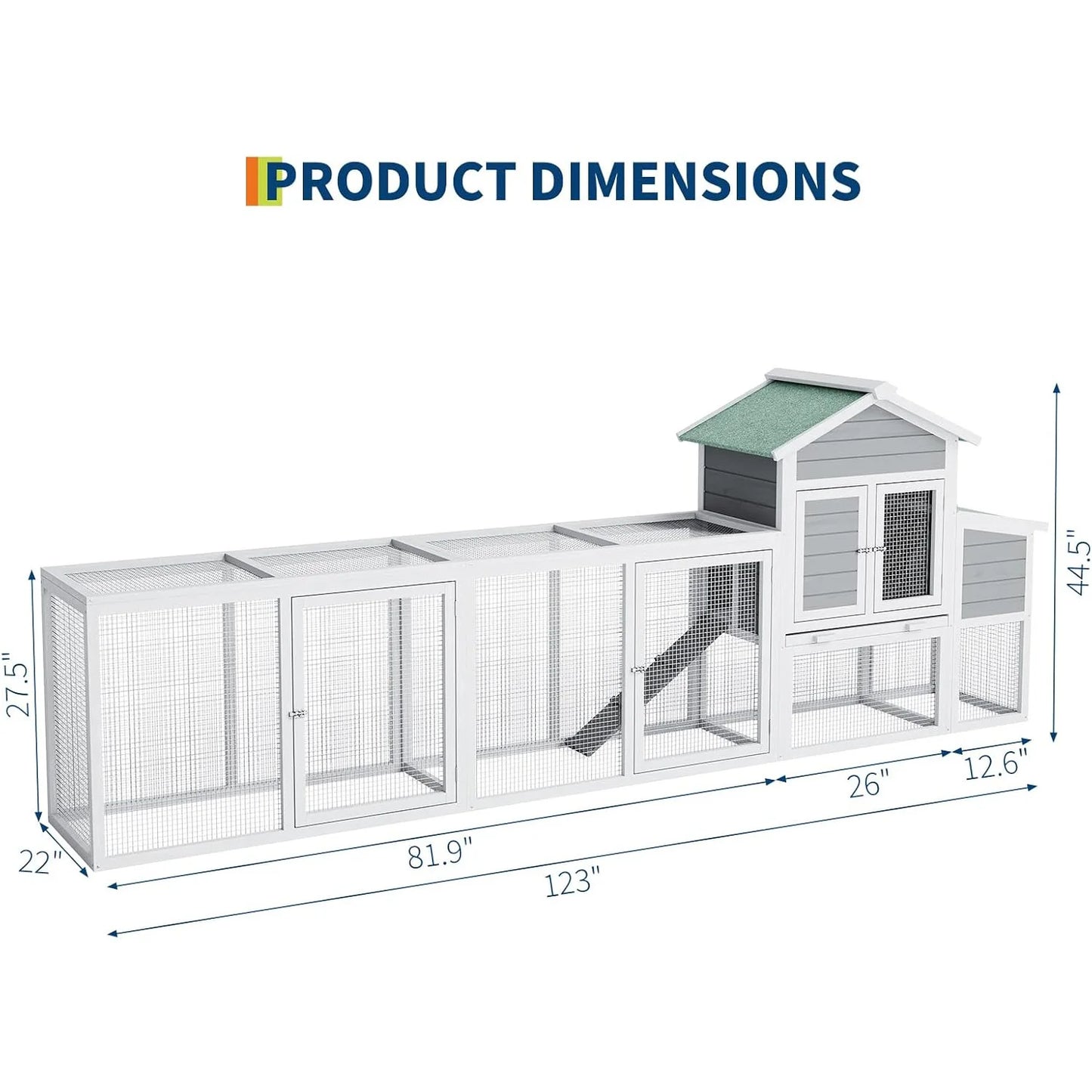 HiMISS Weatherproof Wooden Chicken Coop With Run Outdoor Poultry Cage