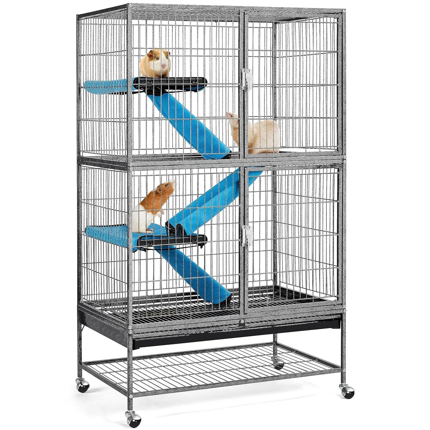 Rolling Ferret Cage 4 Tier Small Animal Cage For Chinchillas