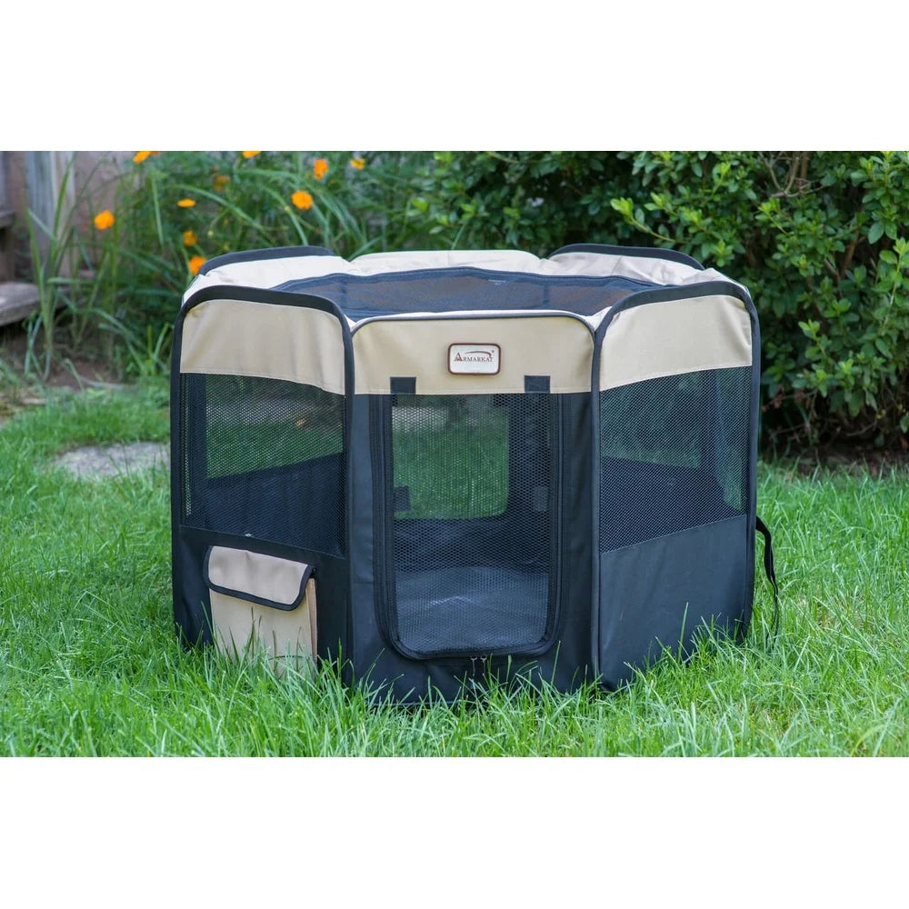 DUTRIEUX Portable Pet Playpen Zip-Off Top And Mesh Vents