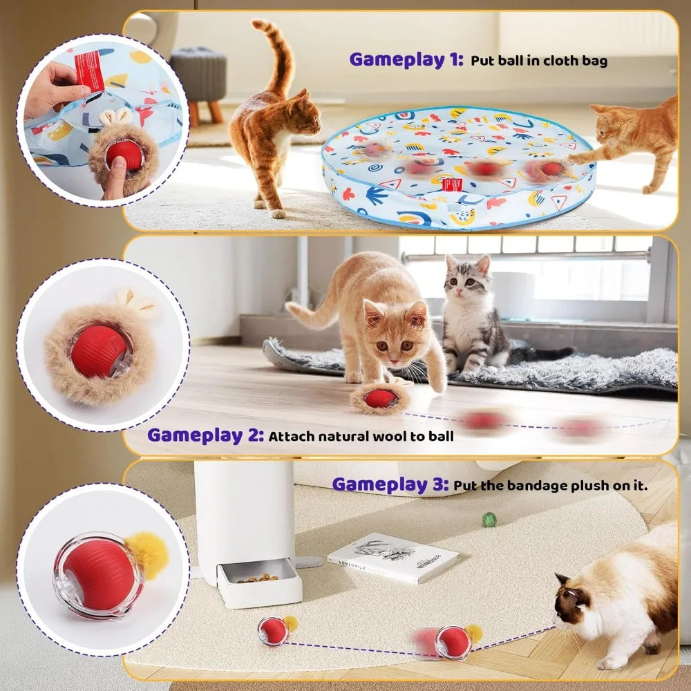 Hign Concerned Interactive Cat Toy Hide Seek Ball Rolling