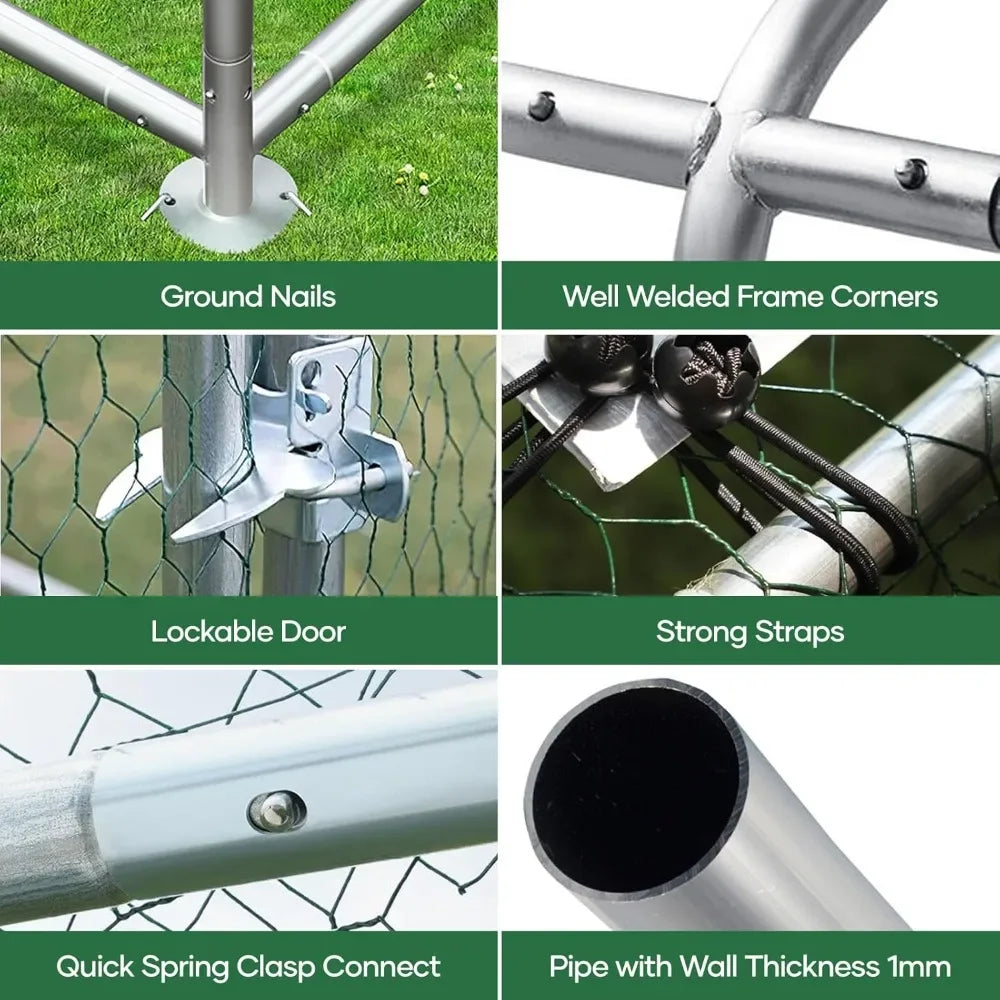 Heavy Duty Metal Chicken Coop With Cover For Yard Run