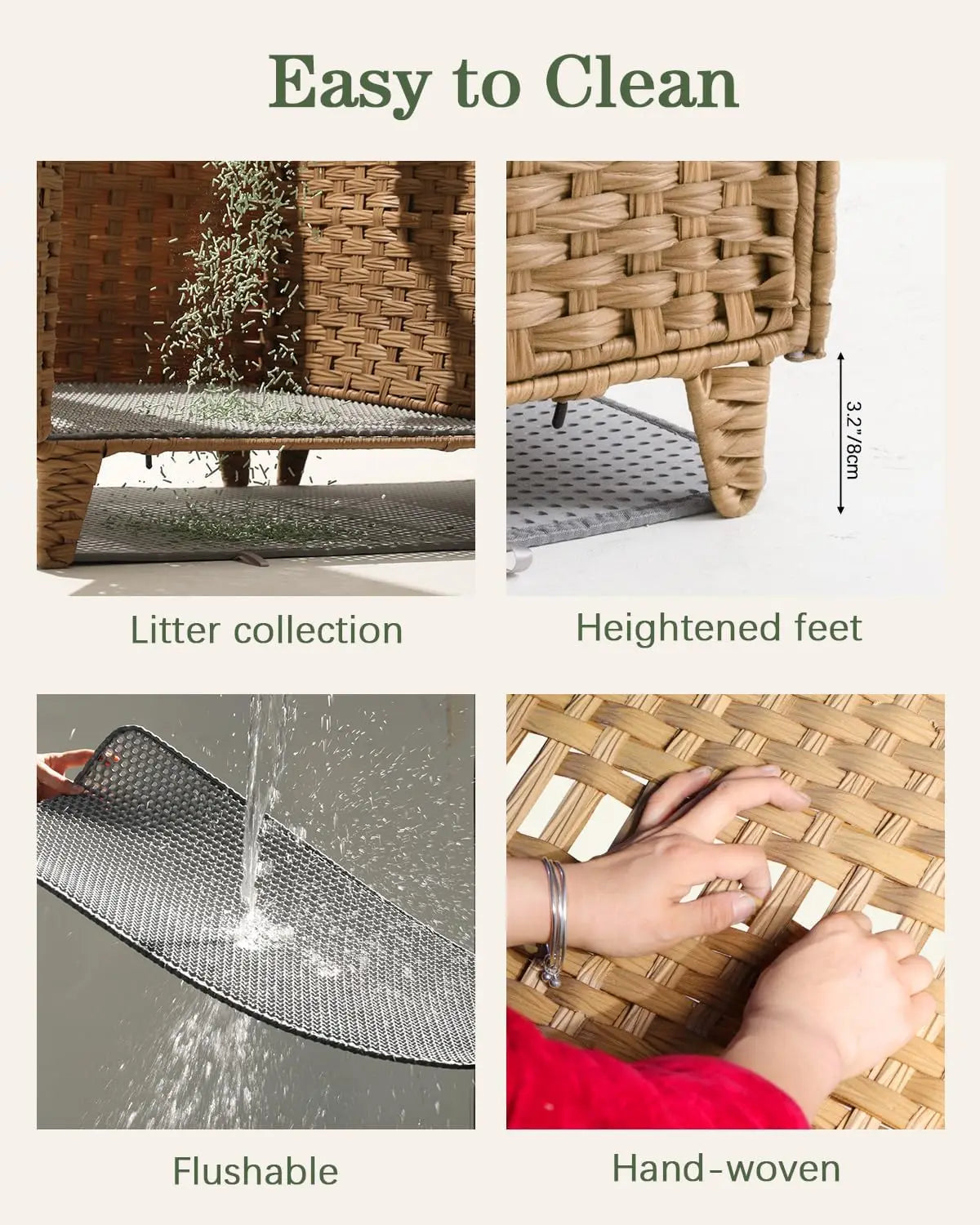 XMSJH Cat Litter Box Enclosure For 2 Cats With LitterMat