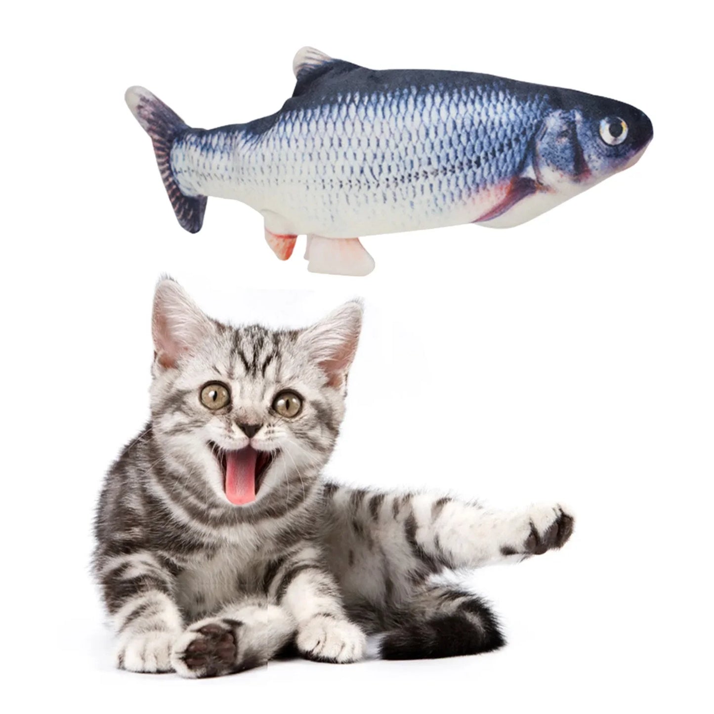 Interactive USB Fish Cat Toy Chew Bite Floppy Realistic Pet