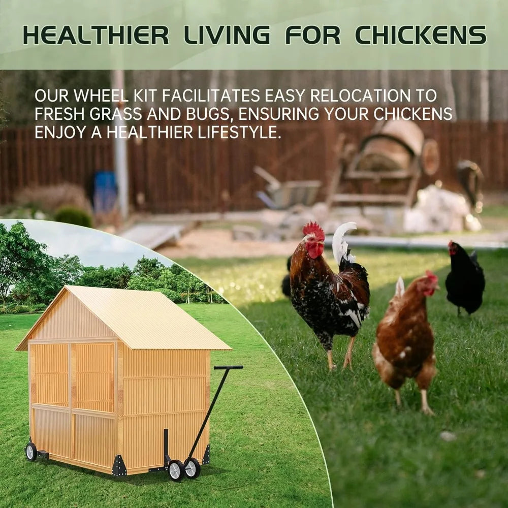 Coop Wheels Kit Portable Poultry Tractor For Mobile Chicken Coop
