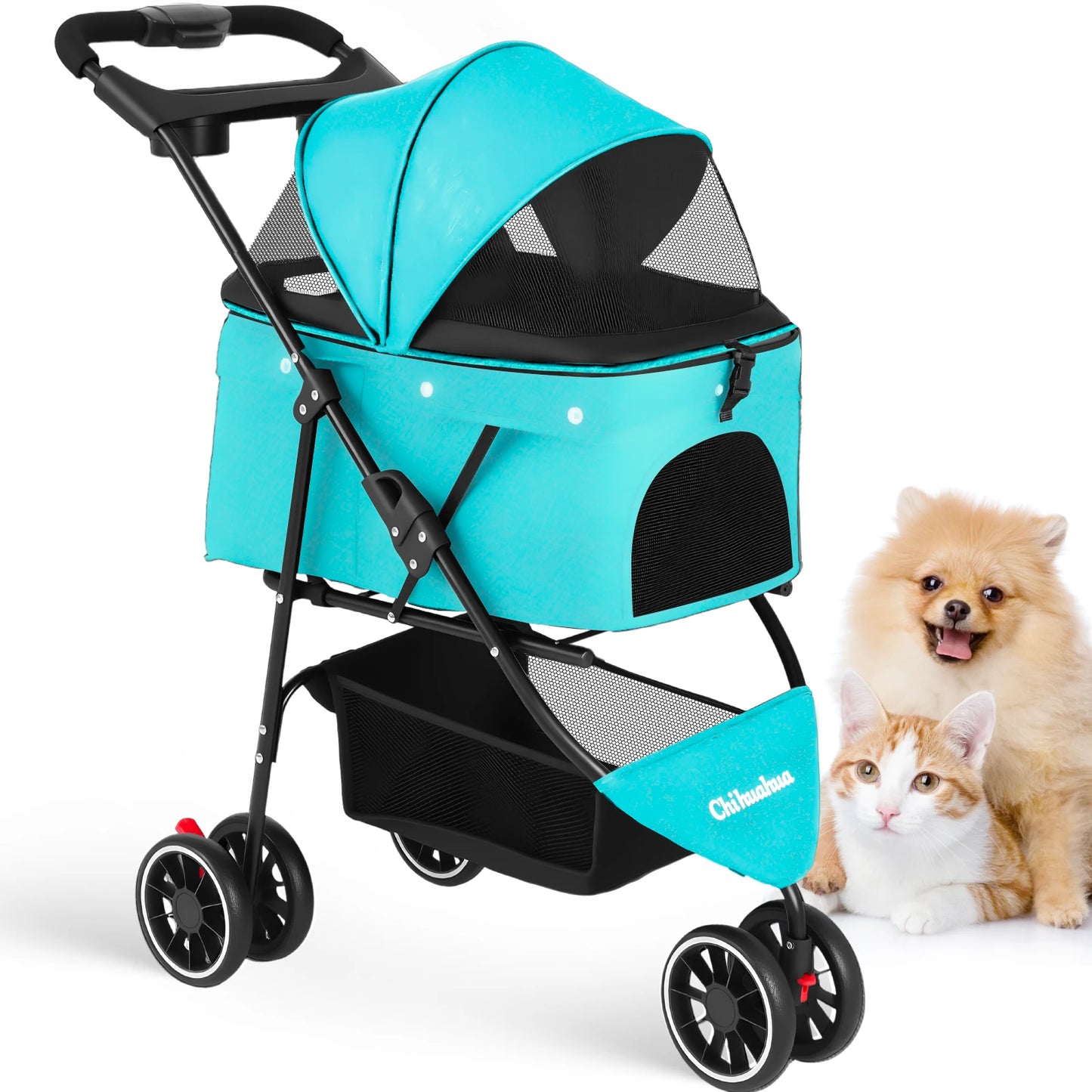 CHIHUAHUA Pet Stroller For Cats And Dogs Foldable Mesh Canopy