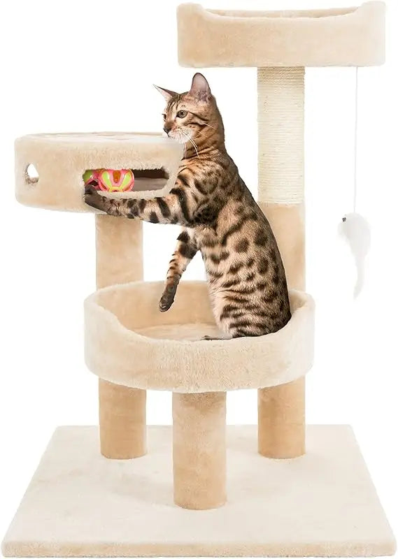 Breed Cat Tree 3 Tier Tower With Sisal Scratching Post