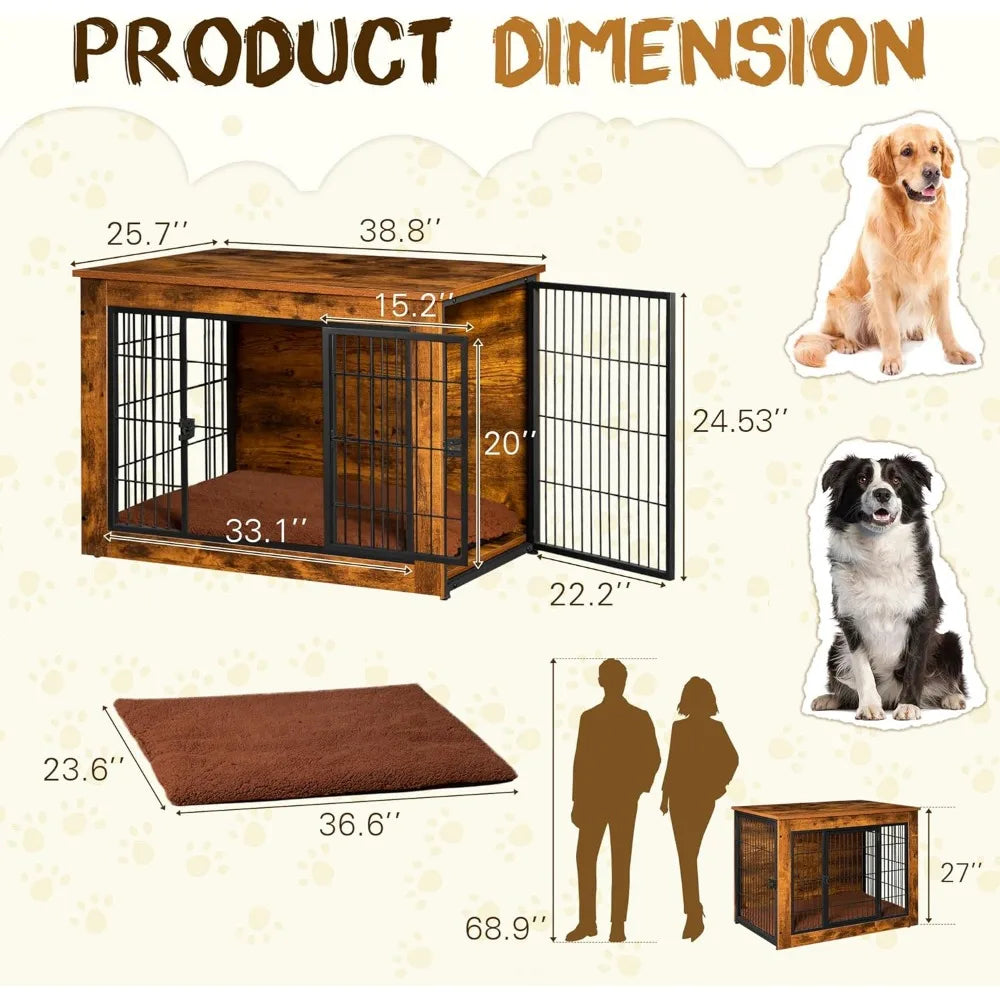 XMSJH Dog Crate Furniture With Thick Cushion End Table