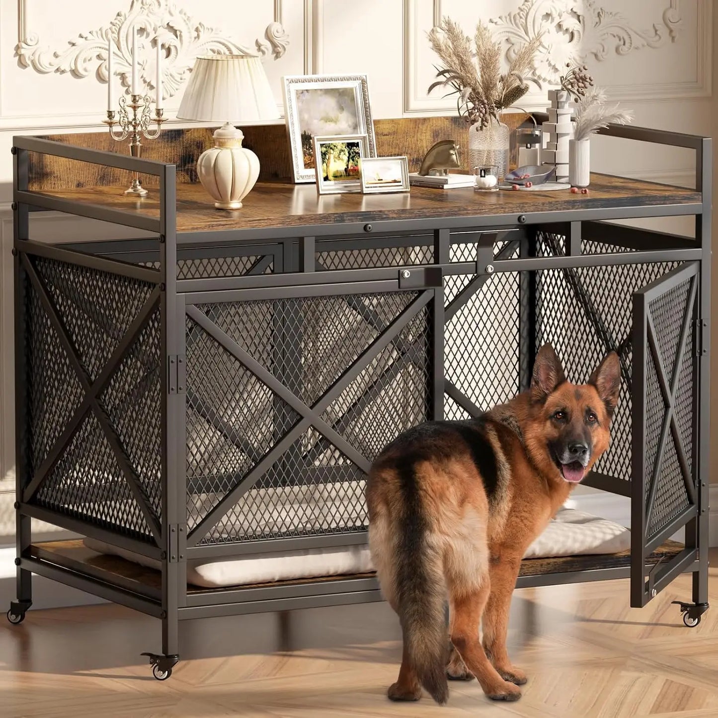 XMSJHign-concerned Heavy Duty Dog Crate Furniture Wire Cage