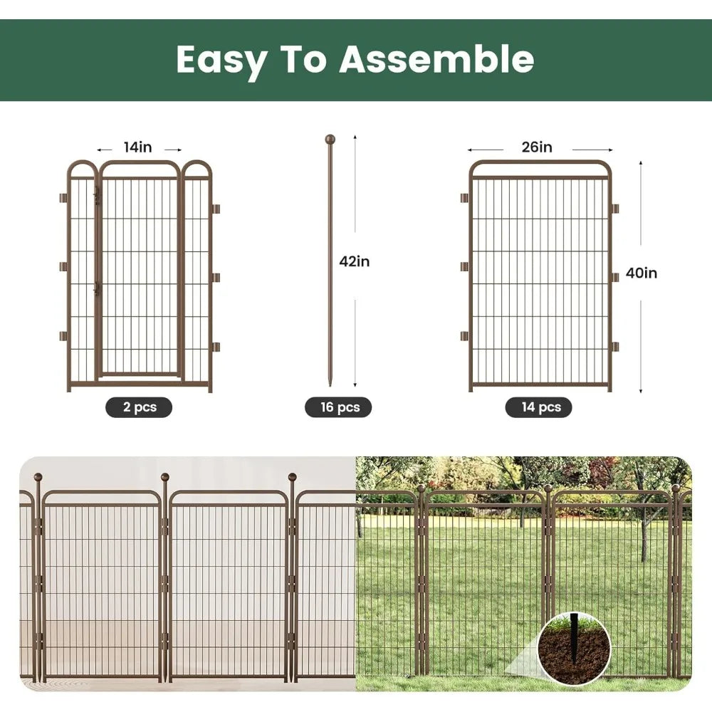 MKDKH Dog Playpen 16 Panel Indoor Outdoor Exercise Yard