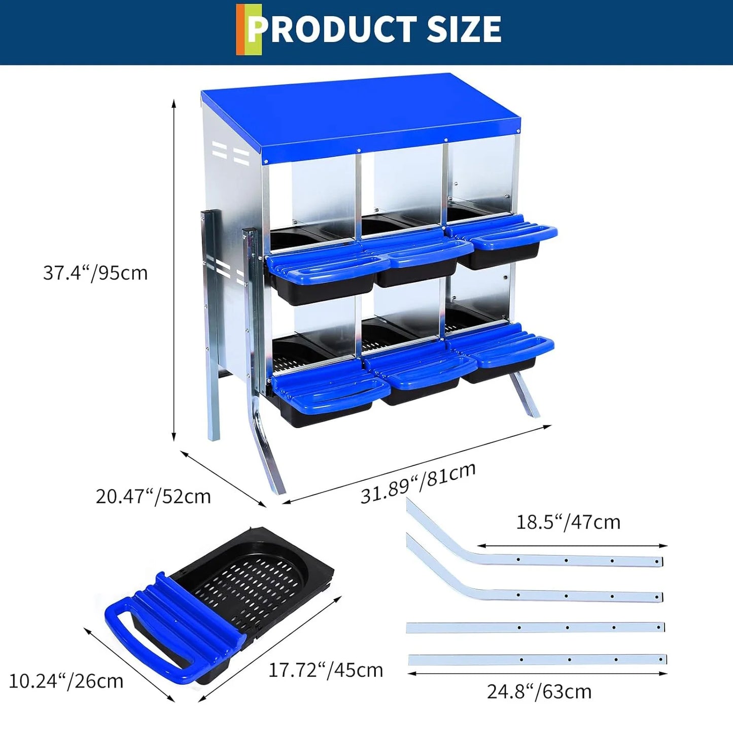 HiMISS 2 Tier Heavy Duty Metal Chicken Nesting Box Compartments