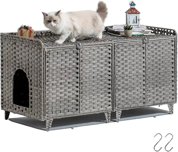 XMSJH Cat Litter Box Enclosure For 2 Cats With LitterMat