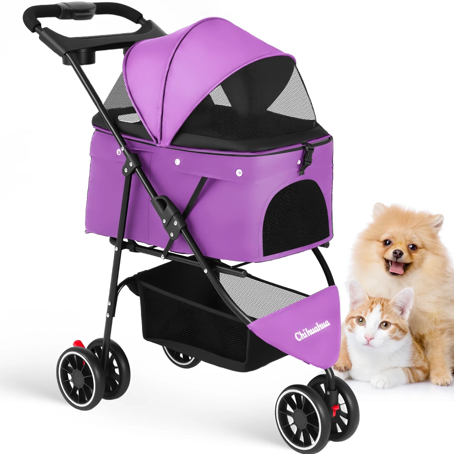 CHIHUAHUA Pet Stroller For Cats And Dogs Foldable Mesh Canopy