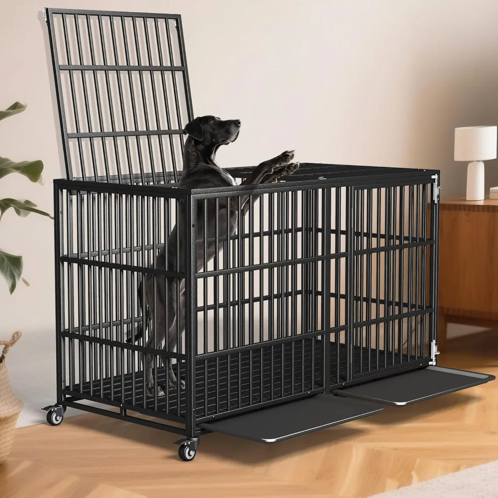 Hign-concerned Heavy Duty Dog Crate With Double Doors