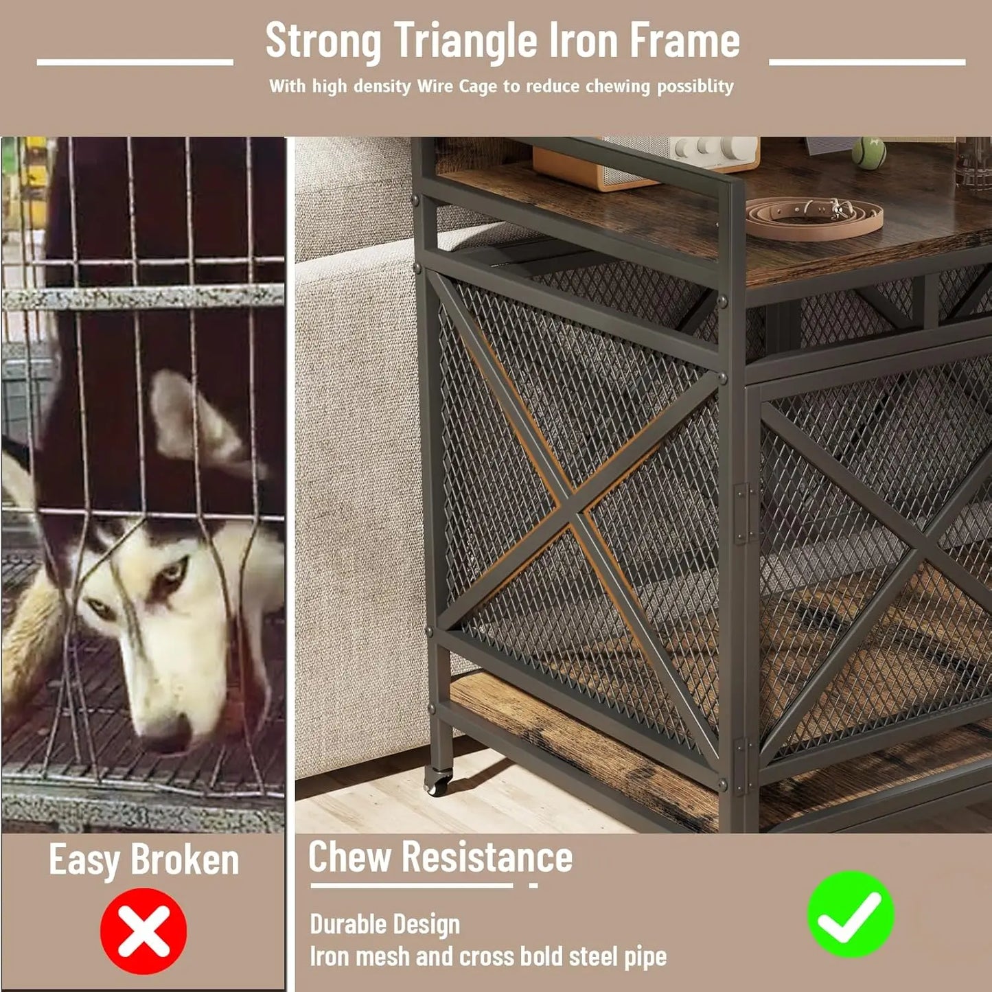 XMSJHign-concerned Heavy Duty Dog Crate Furniture Wire Cage