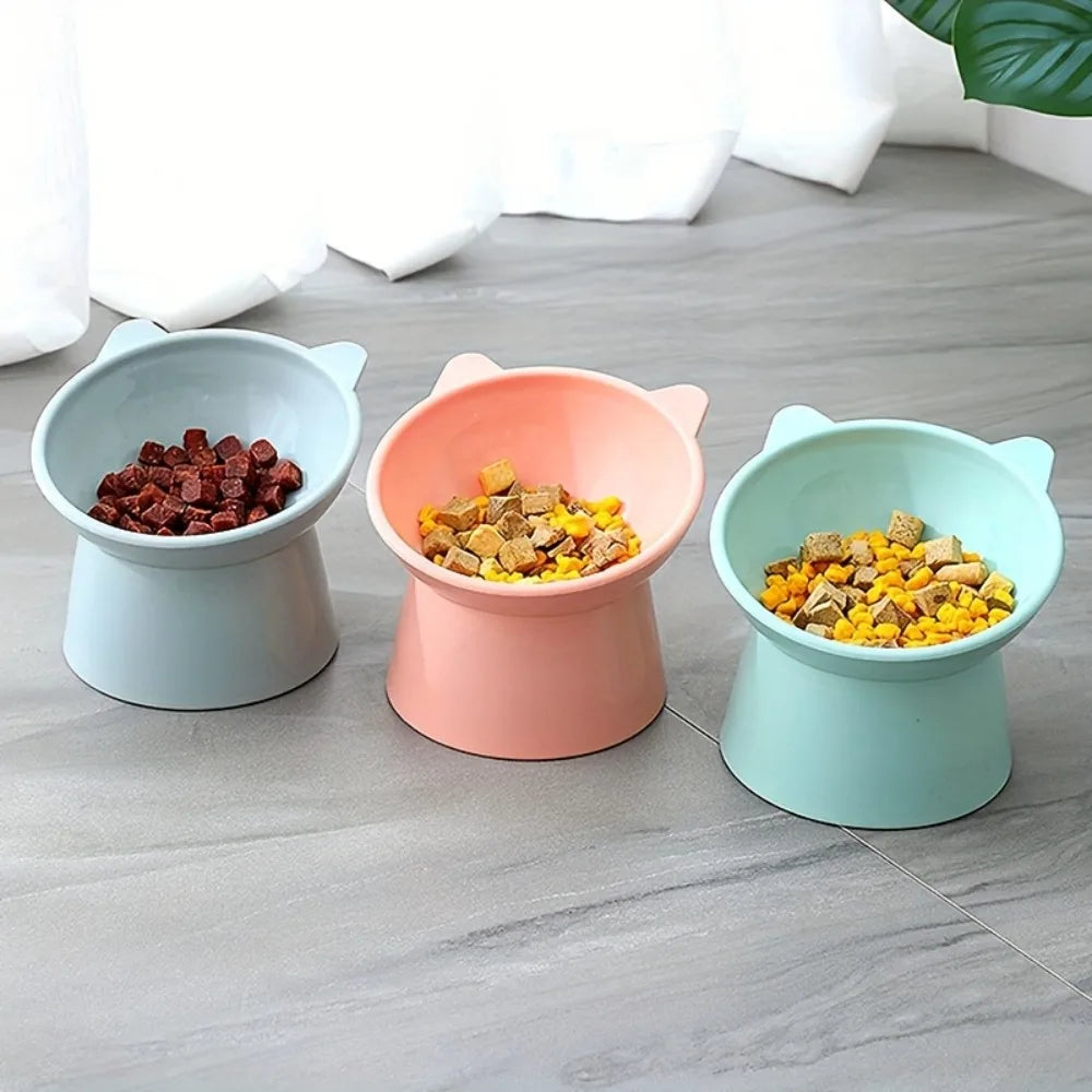 DIAMRI Cat Ear Elevated Bowls Set With Anti Slip Base