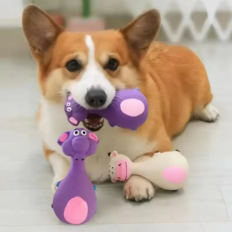 Fat Bellied Cartoon Bite Resistant Latex Squeak Dog Toy