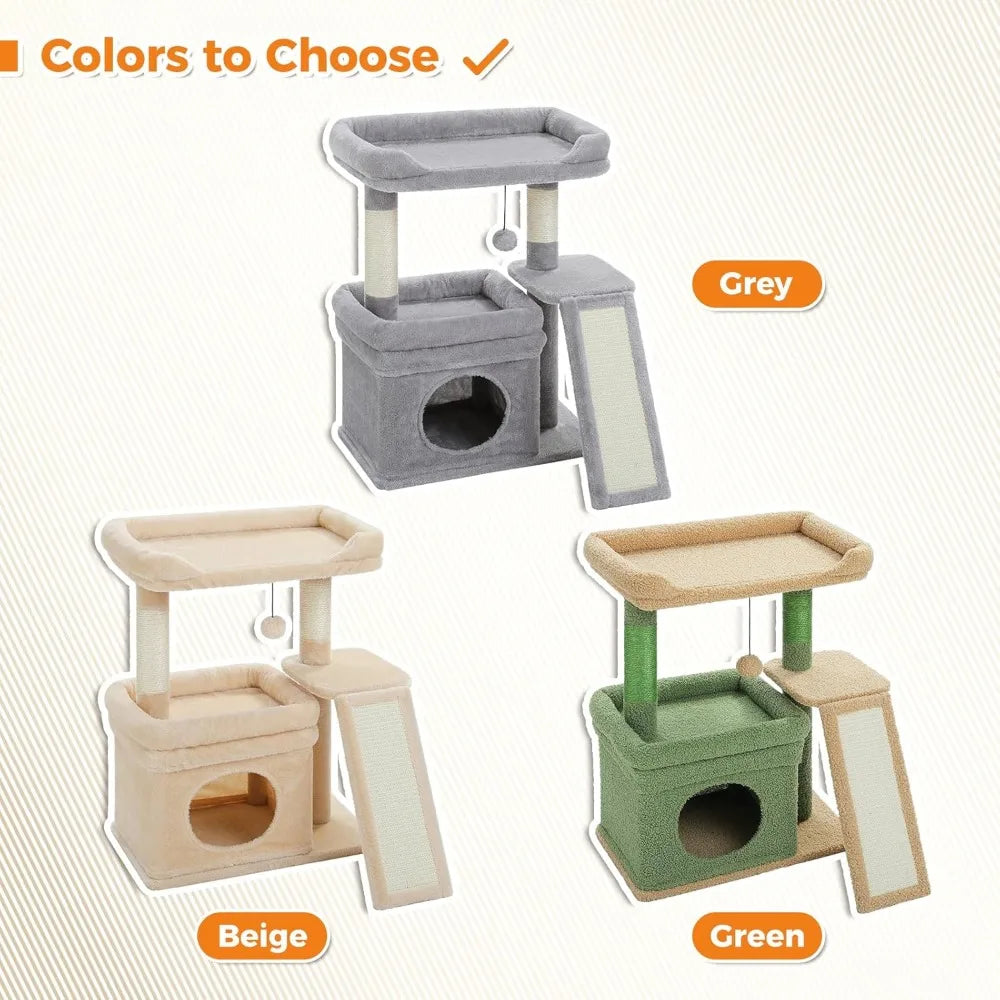 PEQULTI Cat Tree Tower With Wide Top Perch And Condo