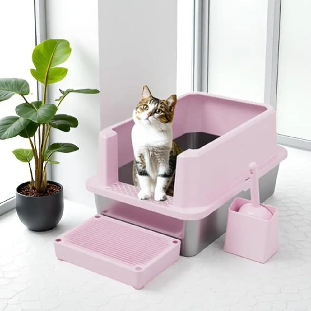 Stainless Steel Litter Box With Odor Control For Cats