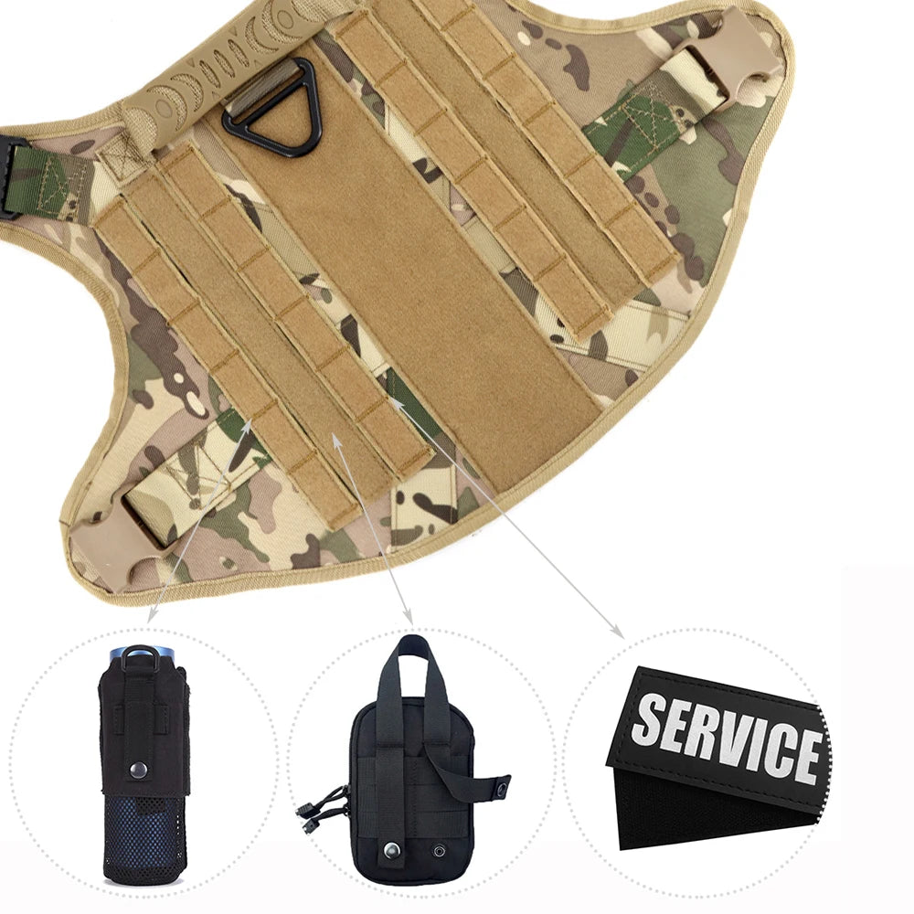 PETRAVELCN Military Dog Harness Vest Leash Set With Patches Malinois