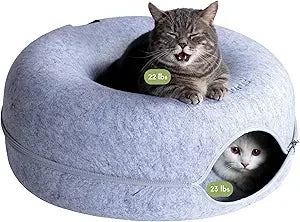 Hign-concerned Peekaboo Cat Cave Donut Bed For Large Cats
