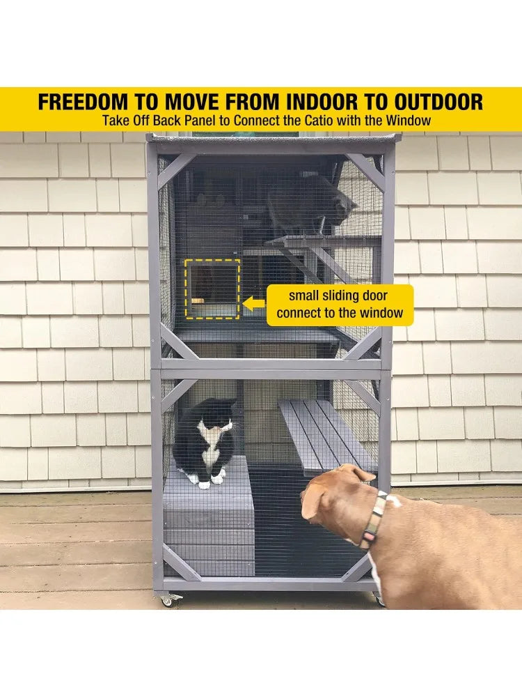 Hign-concerned Catio On Wheels Outdoor Kitty House With Roof