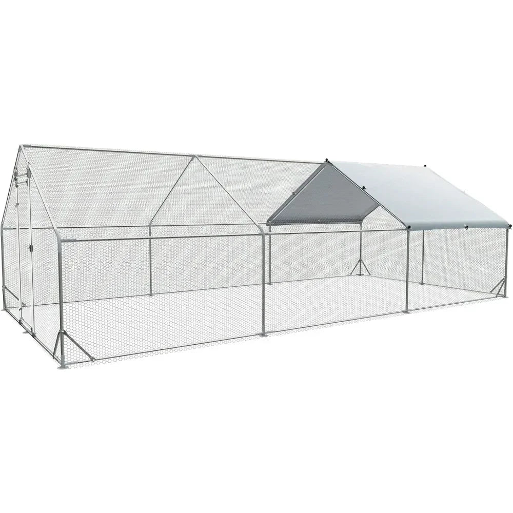 Heavy Duty Metal Chicken Coop With Cover For Yard Run