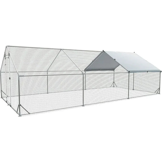 Heavy Duty Metal Chicken Coop With Cover For Yard Run
