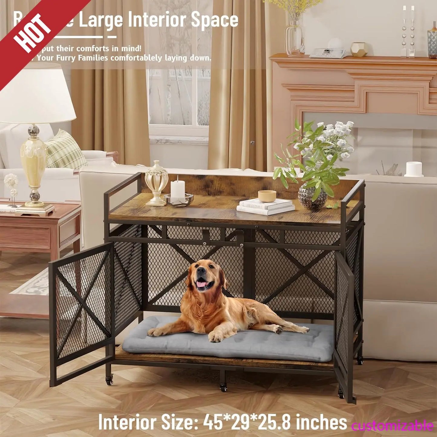 XMSJHign-concerned Heavy Duty Dog Crate Furniture Wire Cage