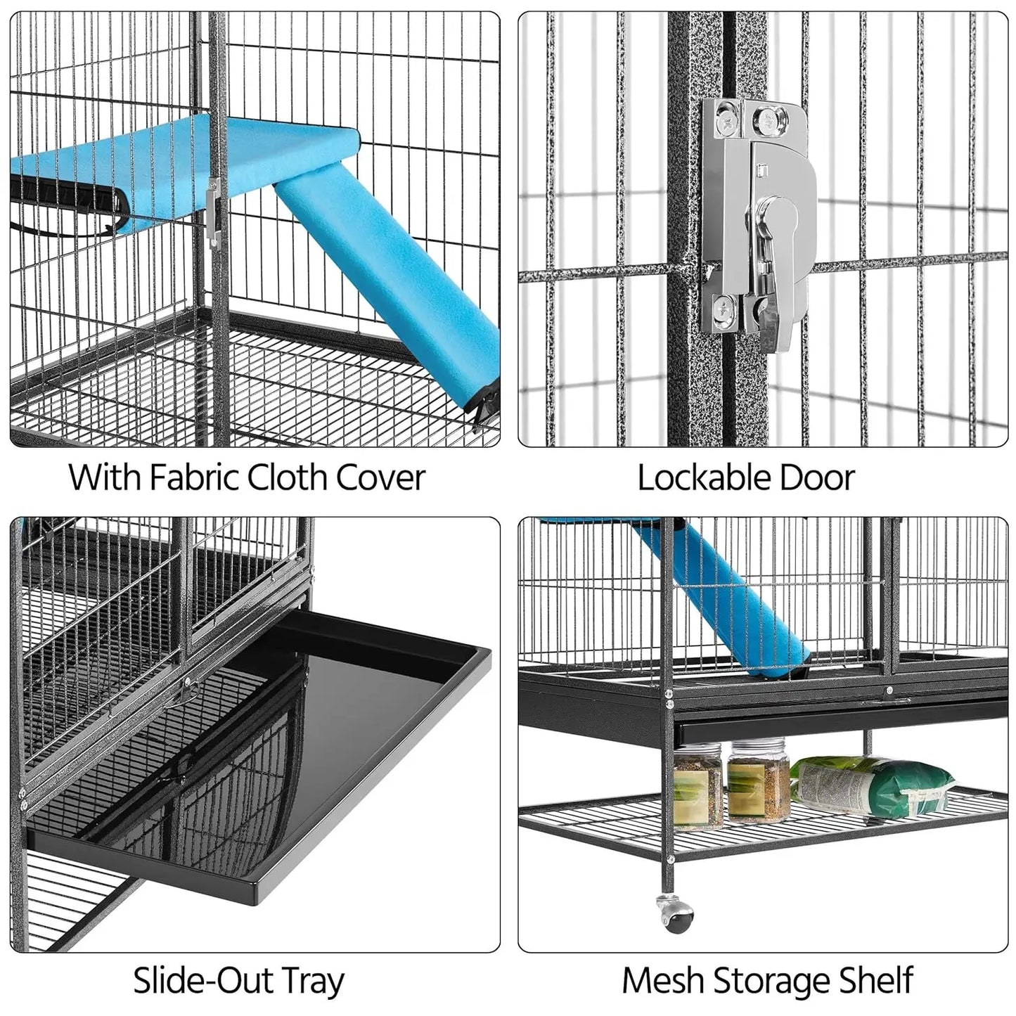 Rolling Ferret Cage 4 Tier Small Animal Cage For Chinchillas