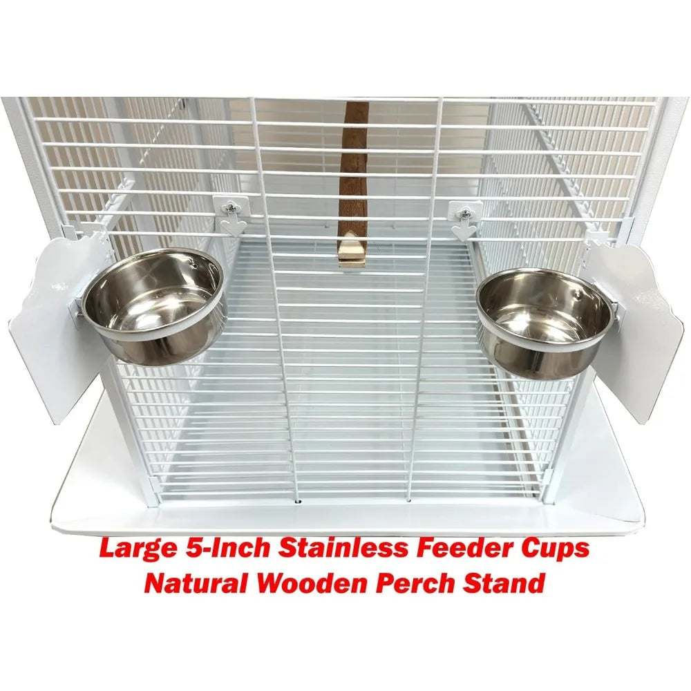 Wrought Iron Parrot Cage Rolling Bird Enclosure Durable