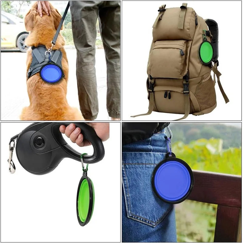 Folding Silicone Dog Feeder Bowl 2 In 1 Travel Dispenser