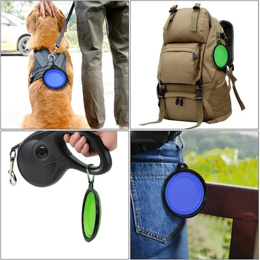 Folding Silicone Dog Feeder Bowl 2 In 1 Travel Dispenser
