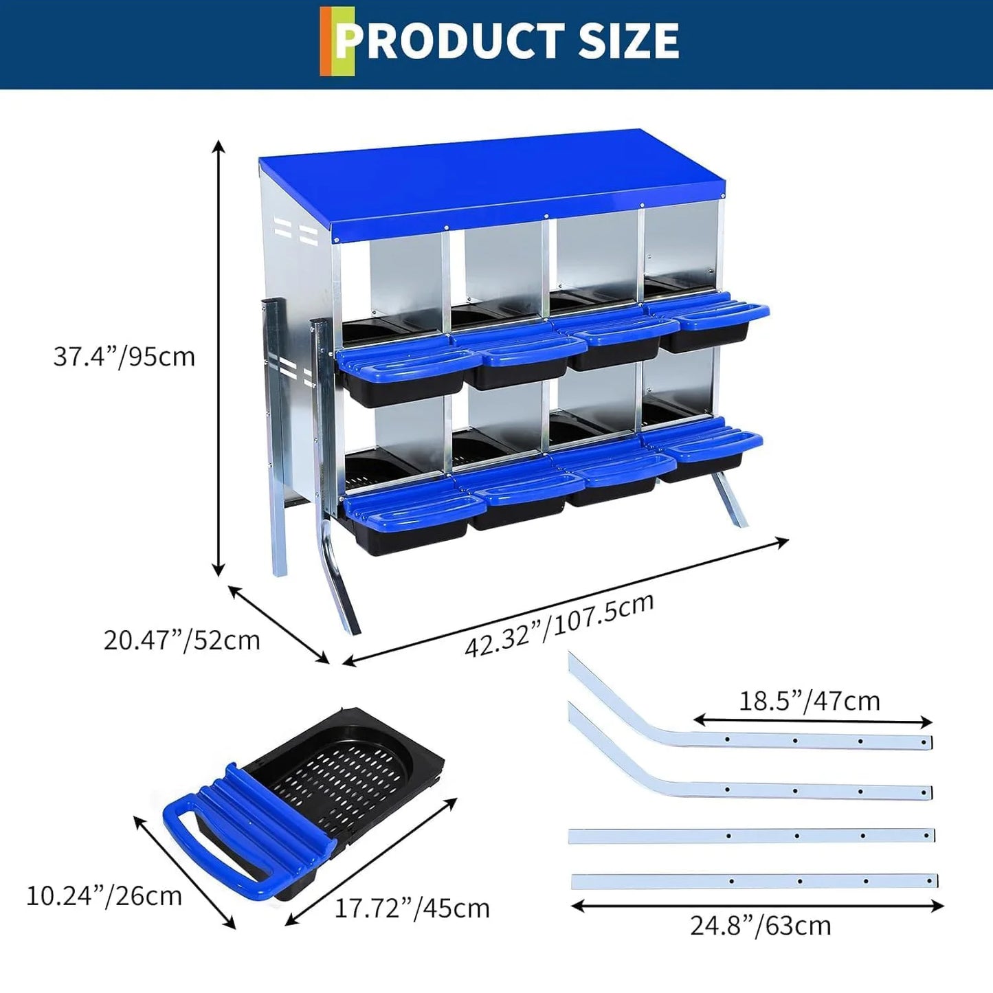HiMISS 2 Tier Heavy Duty Metal Chicken Nesting Box Compartments