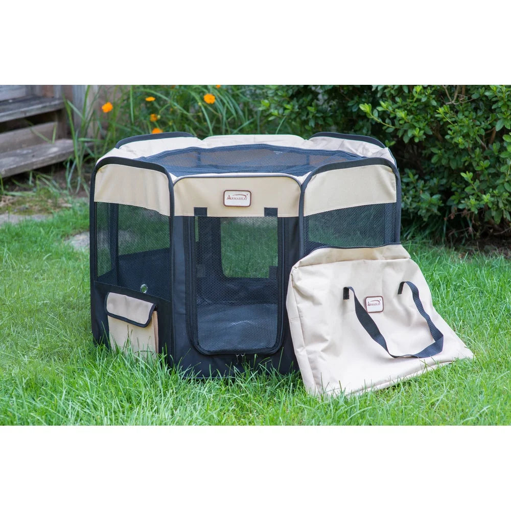 DUTRIEUX Portable Pet Playpen Zip-Off Top And Mesh Vents