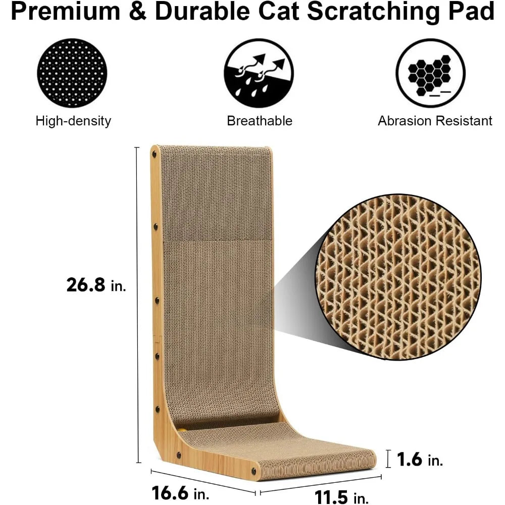 Fukumaru Cat Scratch Pad L Shape Wall Mounted Cardboard Toy