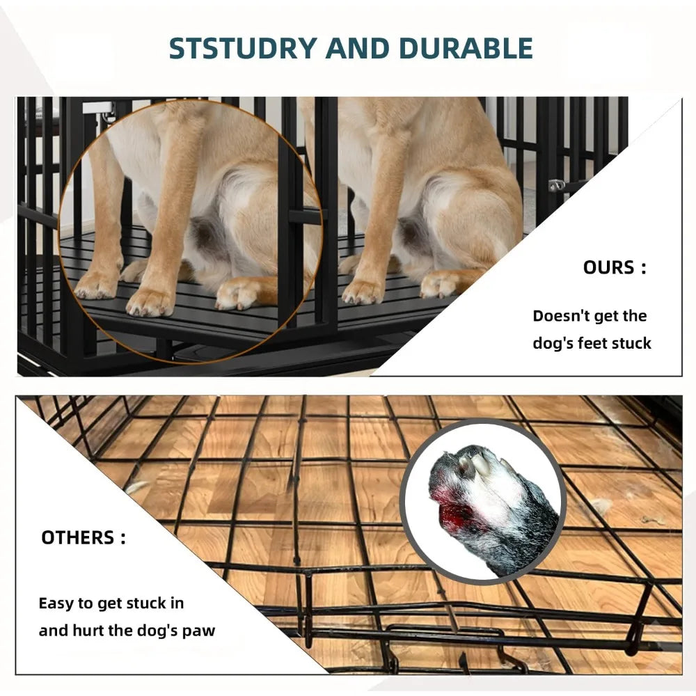 MKDKHign-concerned Heavy Duty Dog Crate Metal Kennel Roof