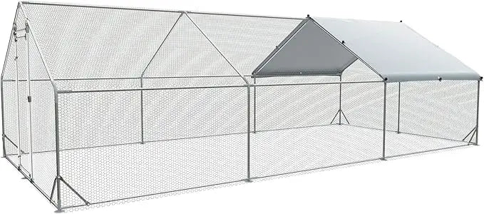 Heavy Duty Metal Chicken Coop With Cover For Yard Run