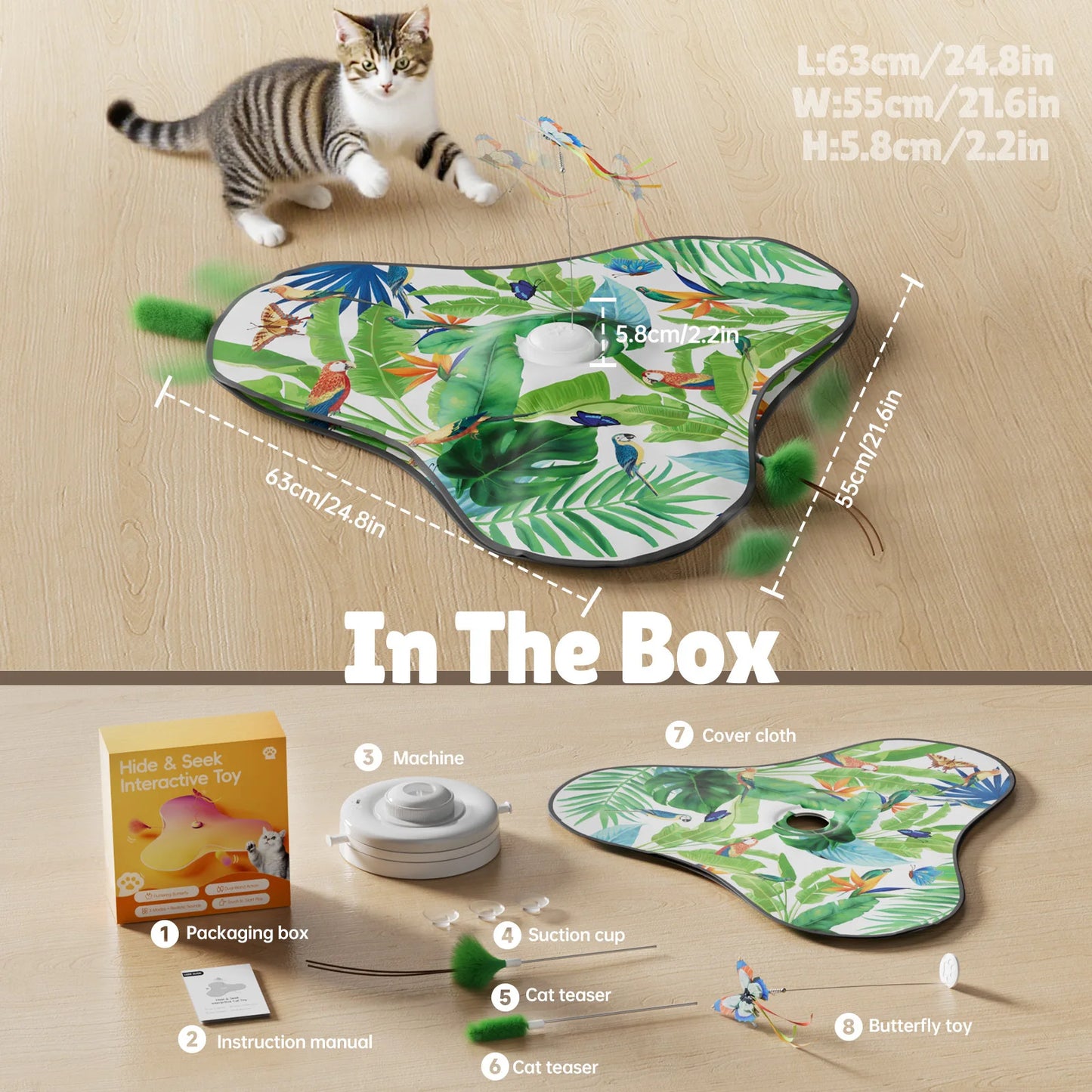 Interactive Butterfly Cat Toy Hide And Seek Motion Activated Feathers