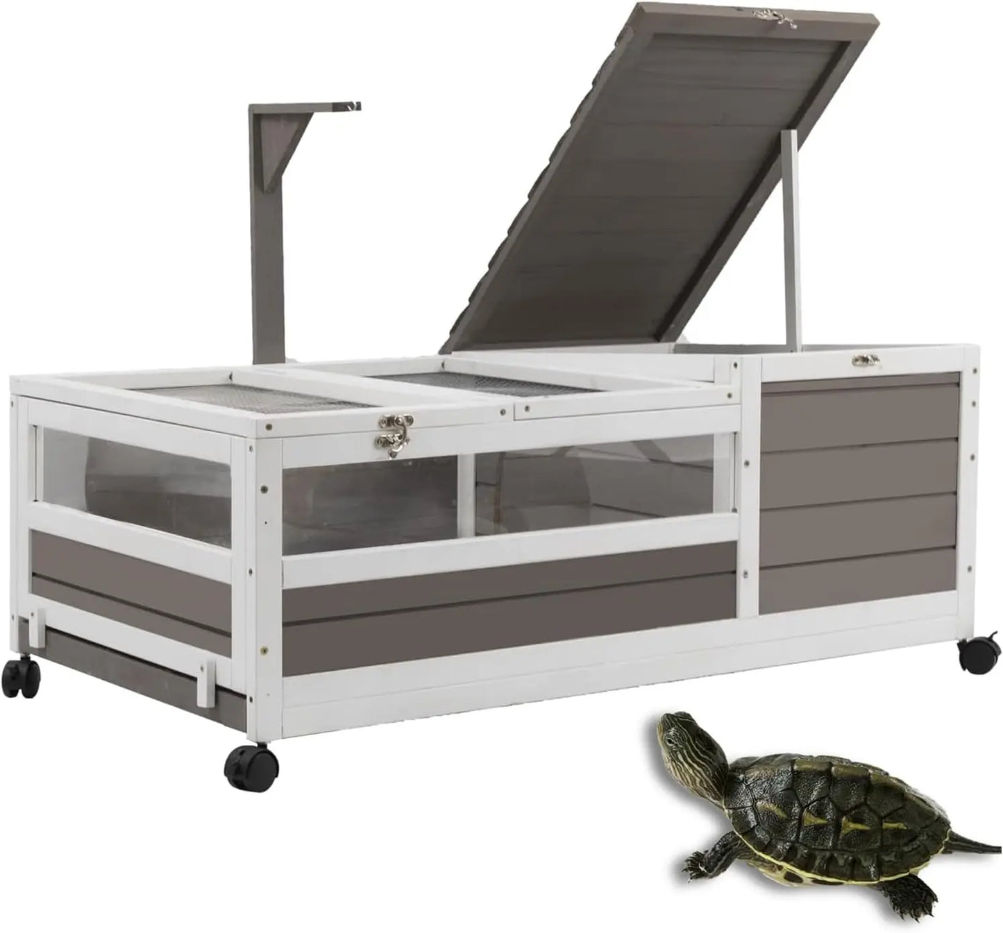 PetsCosset Tortoise Habitat On Wheels Wooden Turtle Enclosure