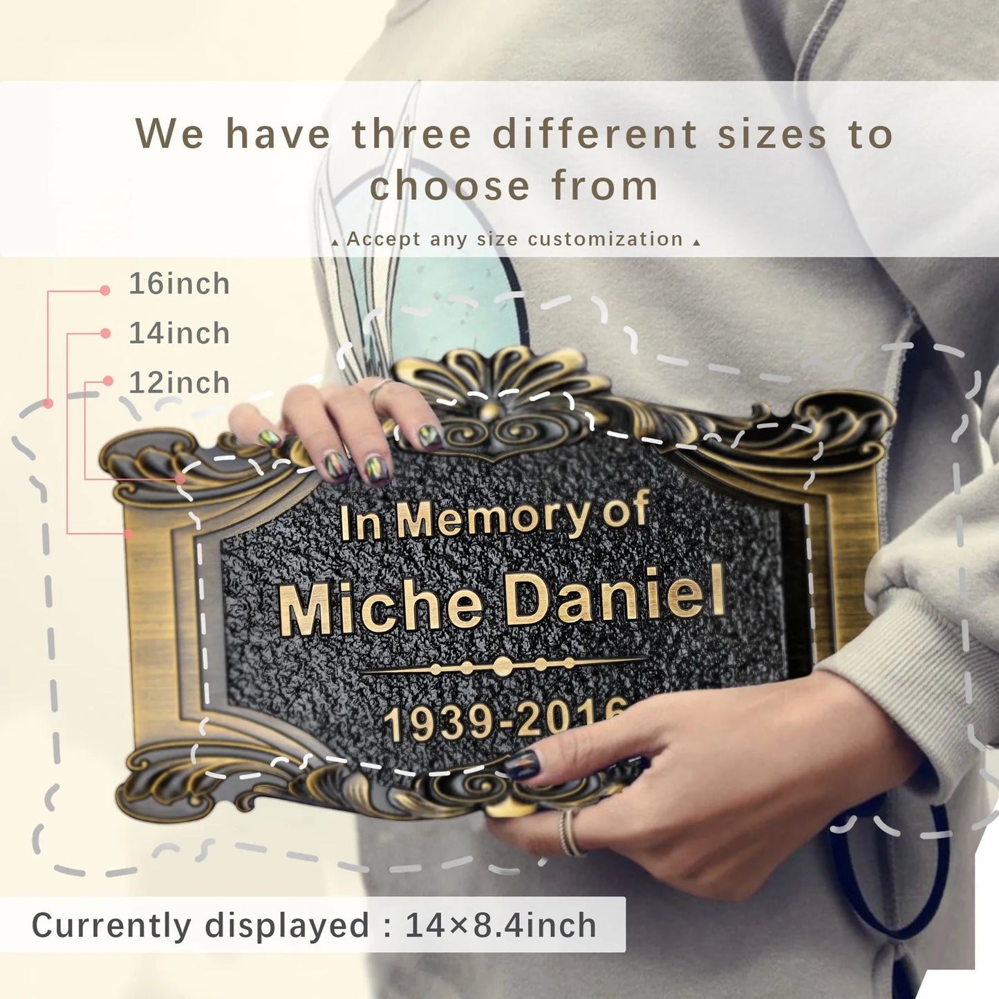 BILEEDA Personalized Memorial Plaque Engraved for Loved Ones Grave Marker