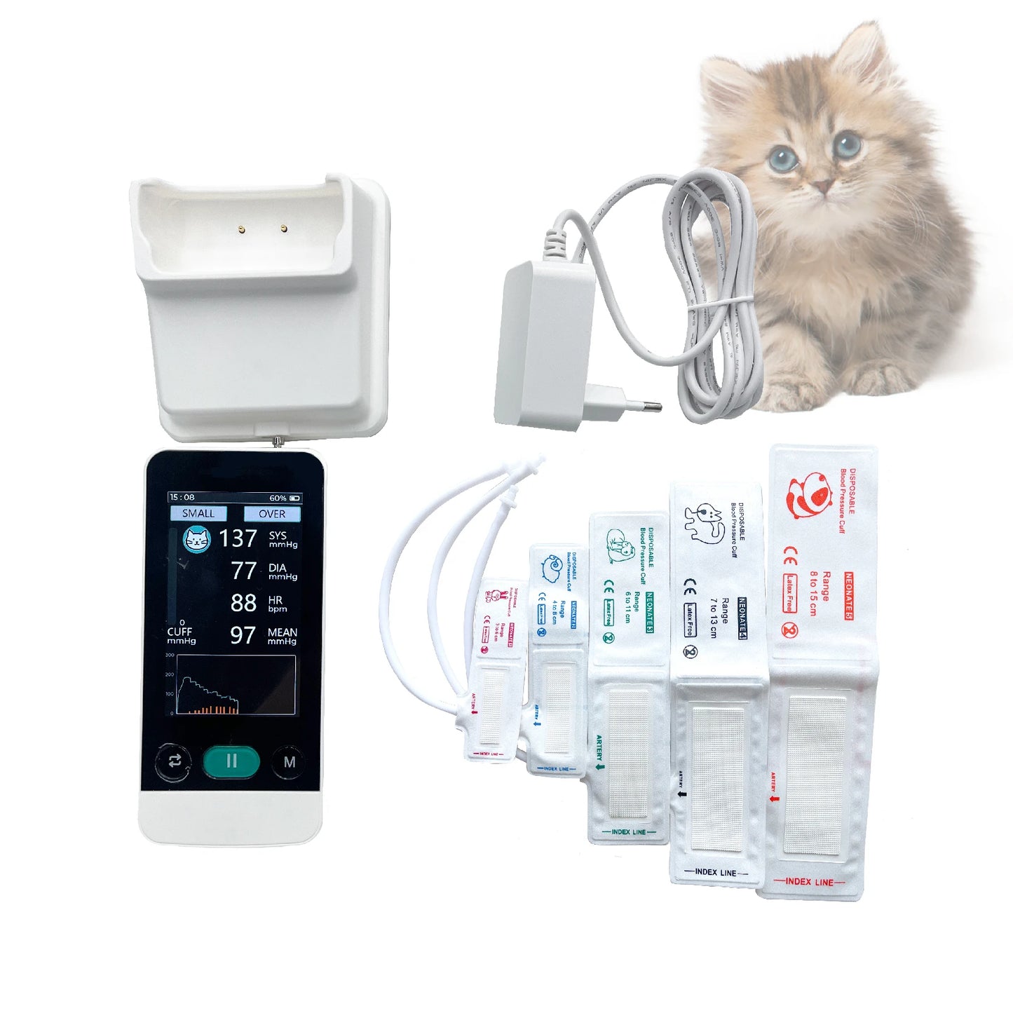 Pet Blood Pressure Monitor Handheld Electronic BP Meter for Cats