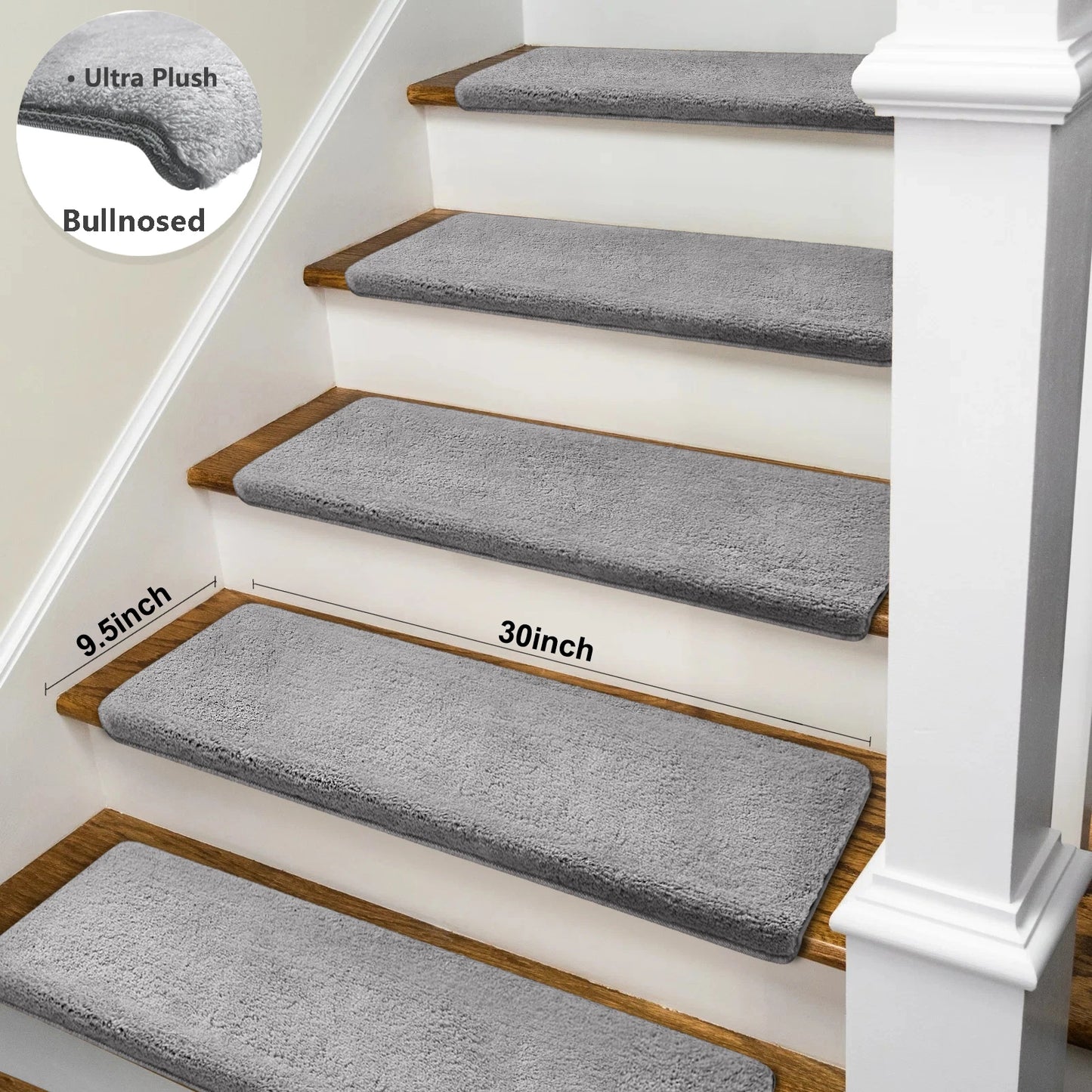 NONECN Bullnose Non-Slip Stair Treads Ultra Plush Peel and Stick