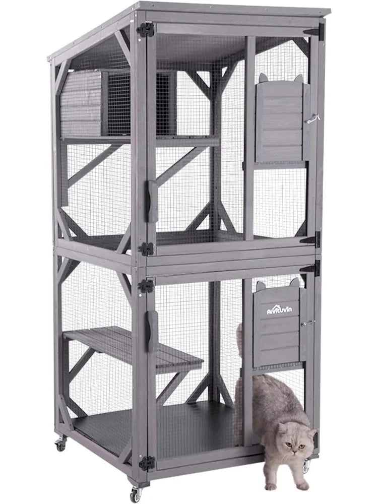 Hign-concerned Catio On Wheels Outdoor Kitty House With Roof