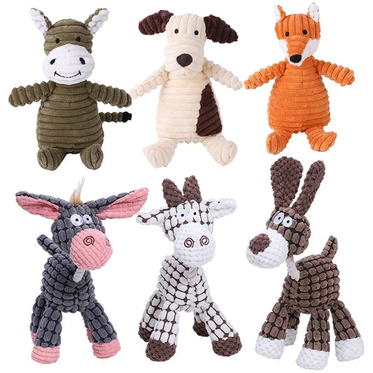Corduroy Plush Dog Toy Bite Resistant Squeaky For All Dogs